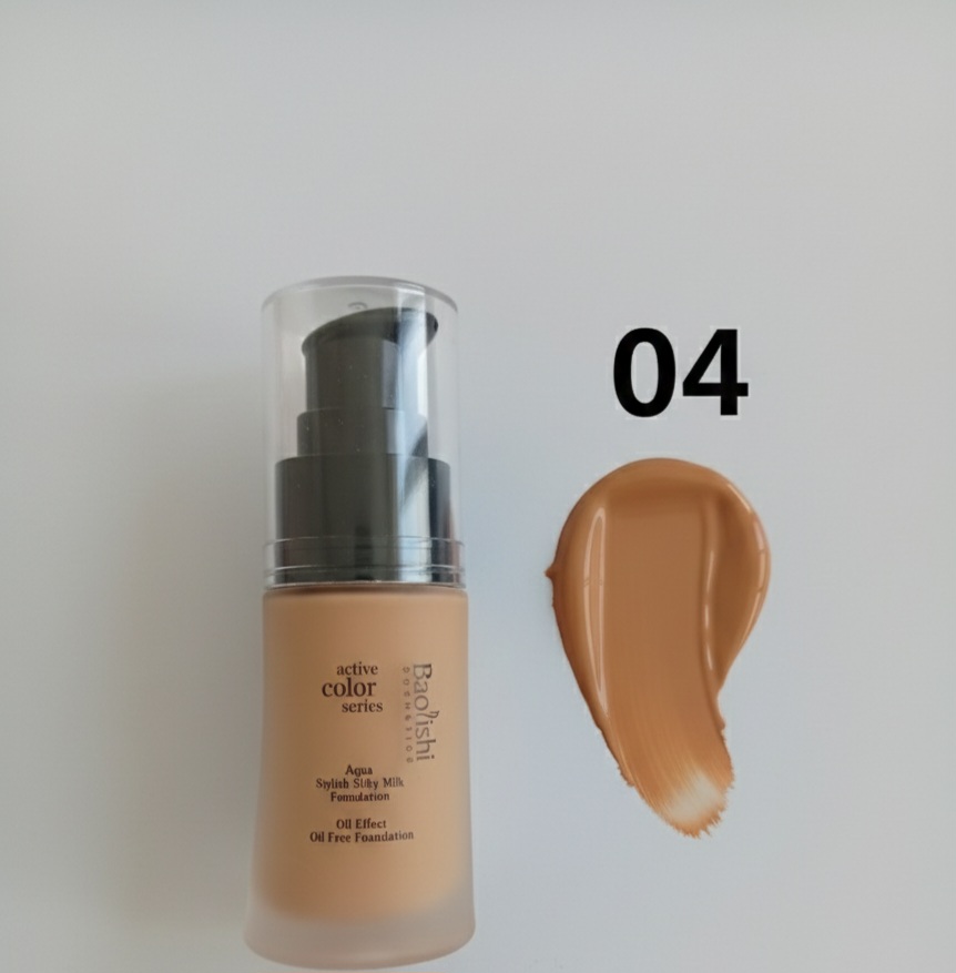 04 nijansa- Baolishi COSMETIC active color series s Aqua Stylish Silky Milk Foundation Oil Effect Oil Free Foundation