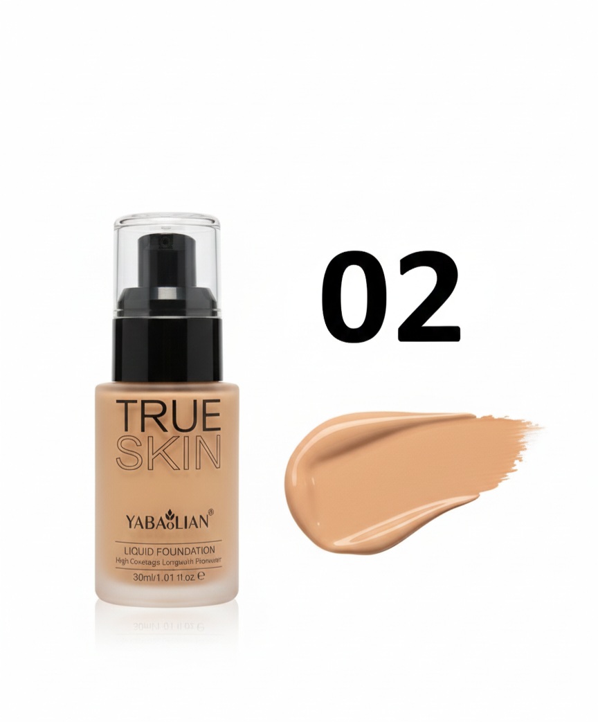 02 nijansa- TRUE SKIN/ YABAOLIAN LIQUID FOUNDATION High Coverage Longwear Foundation 30ml/1.01 fl.oze