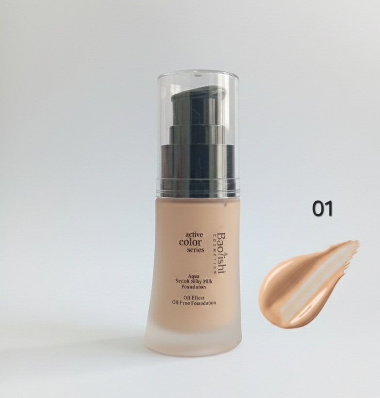 01 nijansa- Baolishi COSMETIC active color series s Aqua Stylish Silky Milk Foundation Oil Effect Oil Free Foundation